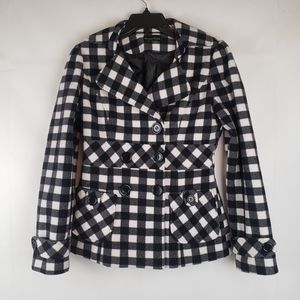Pretty Good Womens Pea Coat Jacket Wool Blend Plaid Button Small